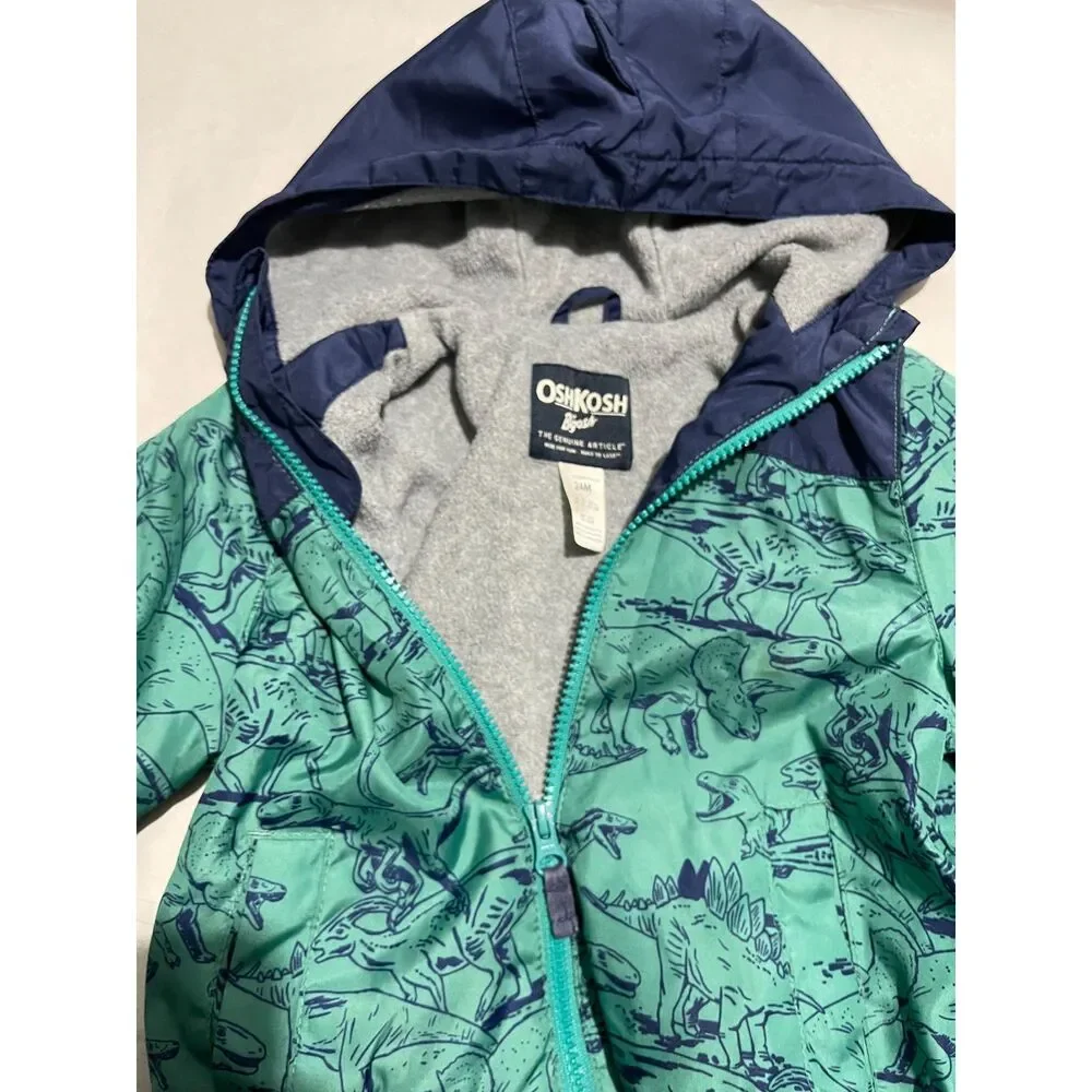 Oshkosh B'gosh jacket hooded dinosaur the genuine zip print all over kids 24M